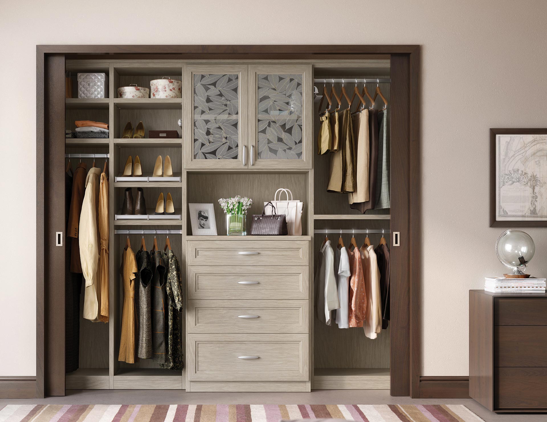 Reach In Closet Systems Reach In Closet Designs California Closets   Editors Closet Reach In Lago Adriatic Mist Modern Miter Fossil Leaf Gllry 