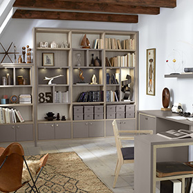 California Closets Grey Office with Tan Accents Comes With Cabinets Shelving and Built inDesk