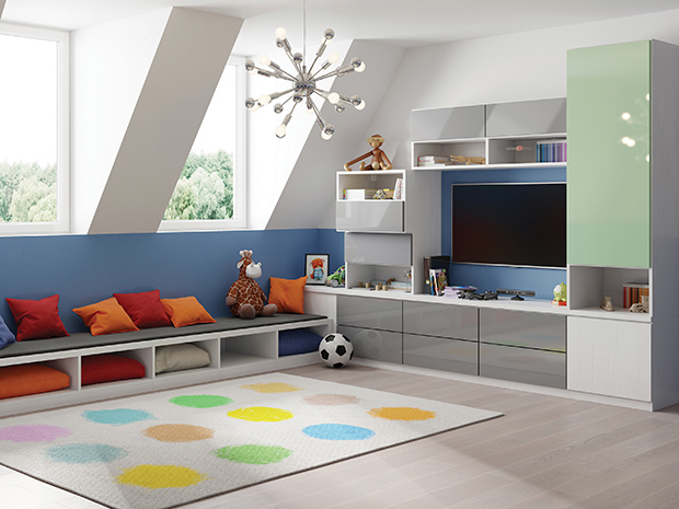 white playroom storage