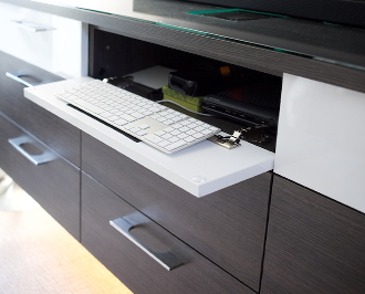 Top 10 designs details of folding keyboard storage with white and dark brown finishes