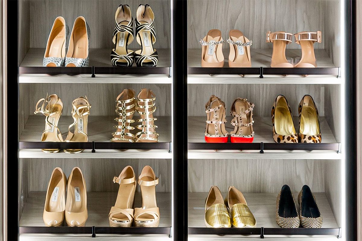 Shoe Shelves custom Quantity Natural Hardwood, Shoe Display